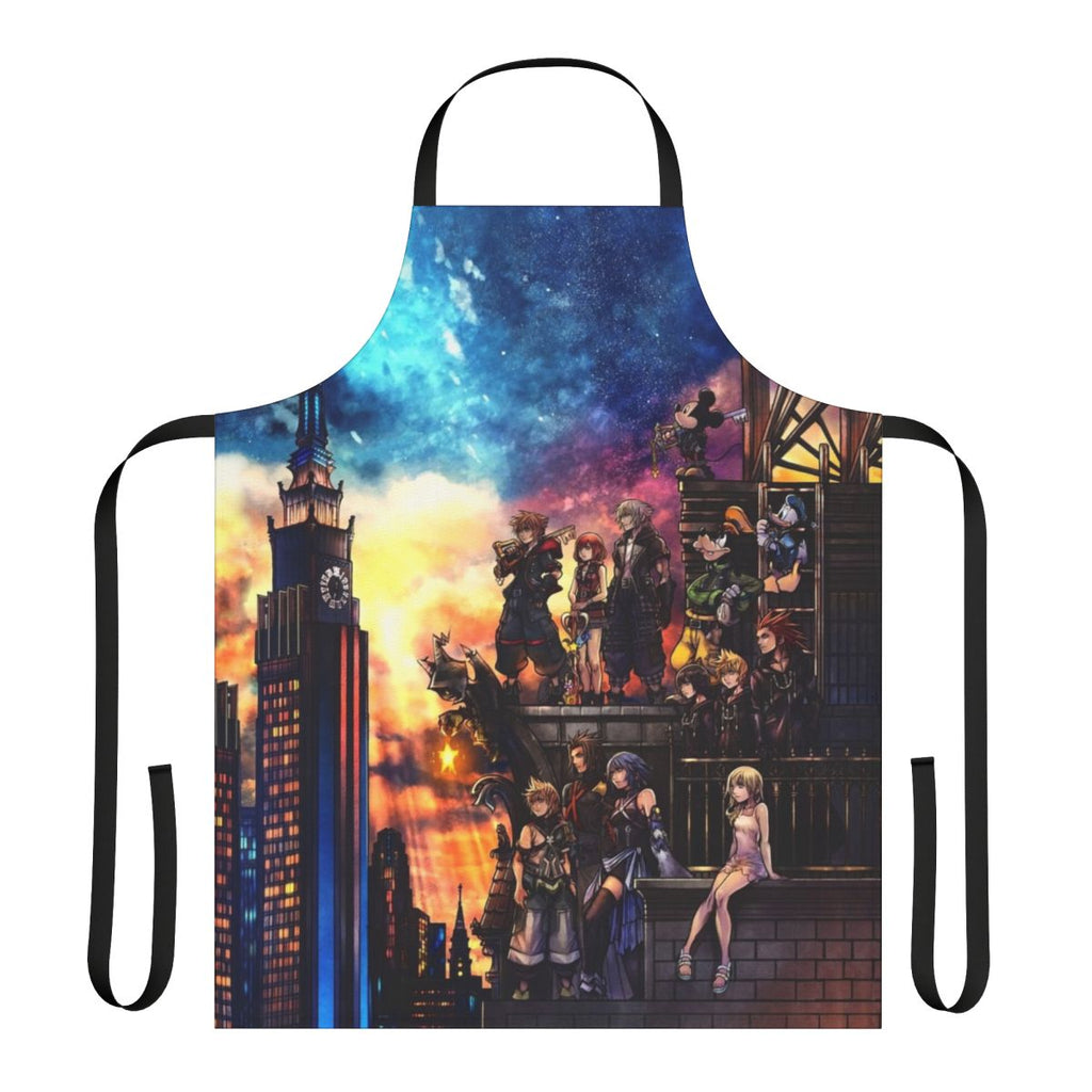 Kingdom Hearts 3 inspired cooking or baking apron with game characters and logo