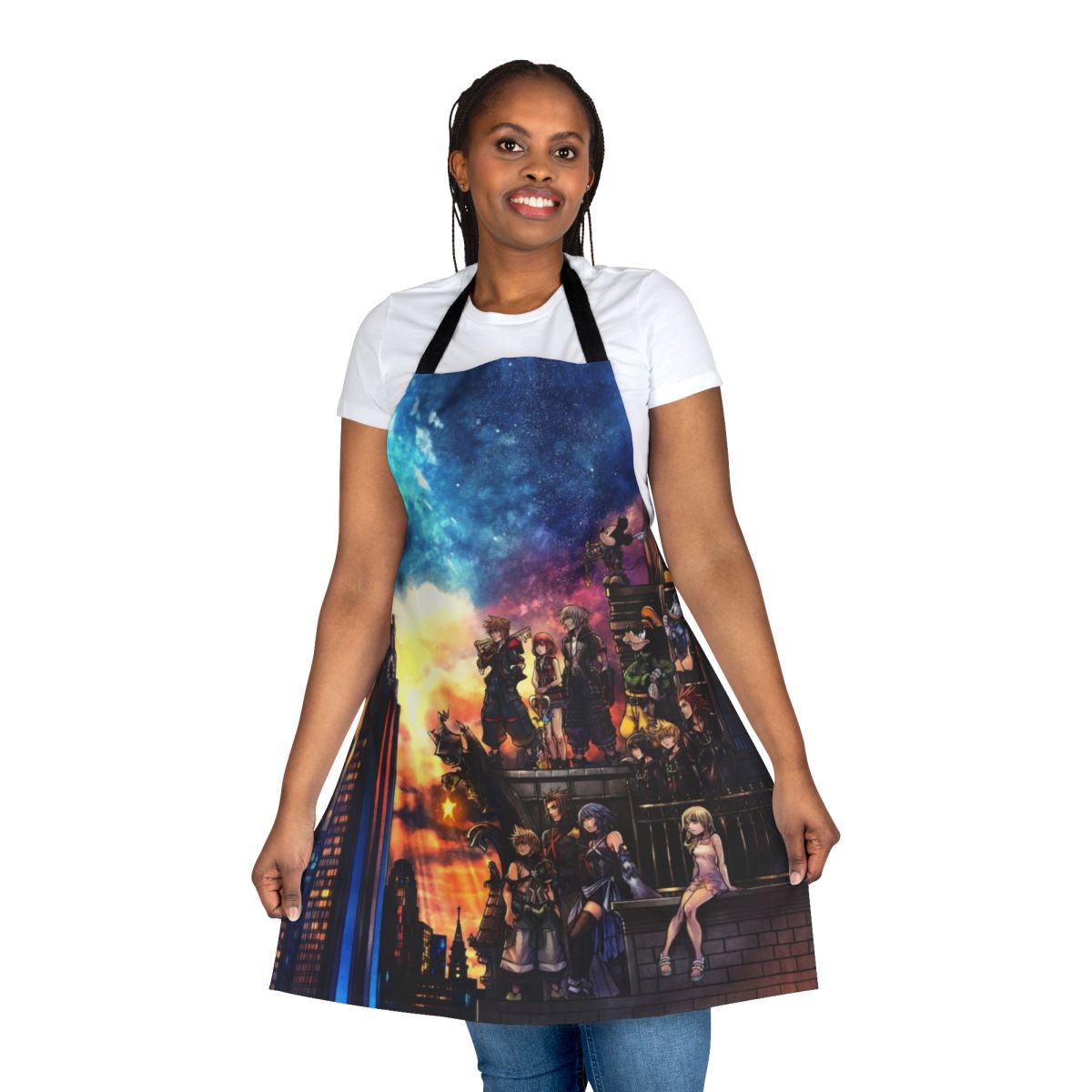 Kingdom Hearts 3 inspired cooking or baking apron with game characters and logo