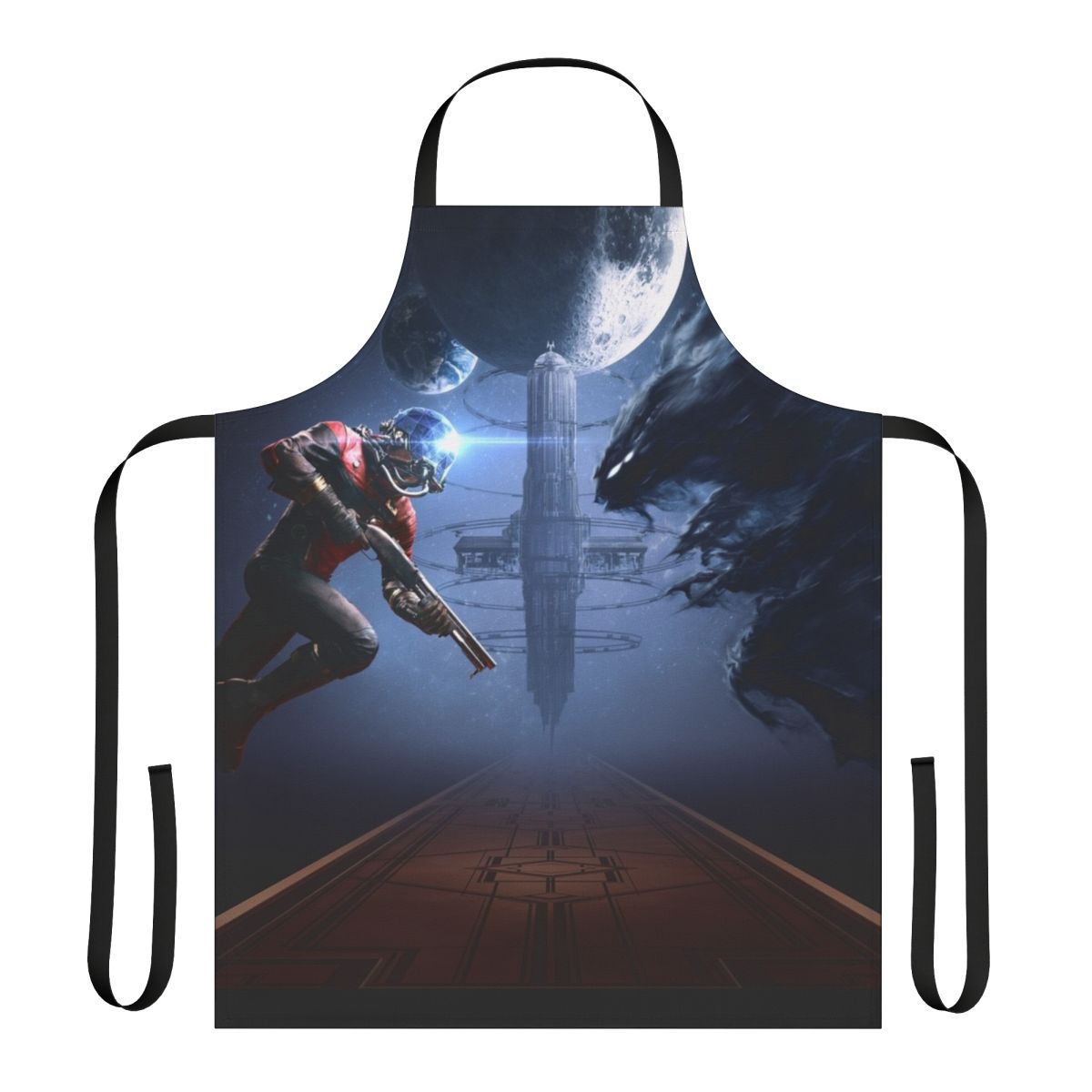 Prey-inspired video game apron with a minimalist design