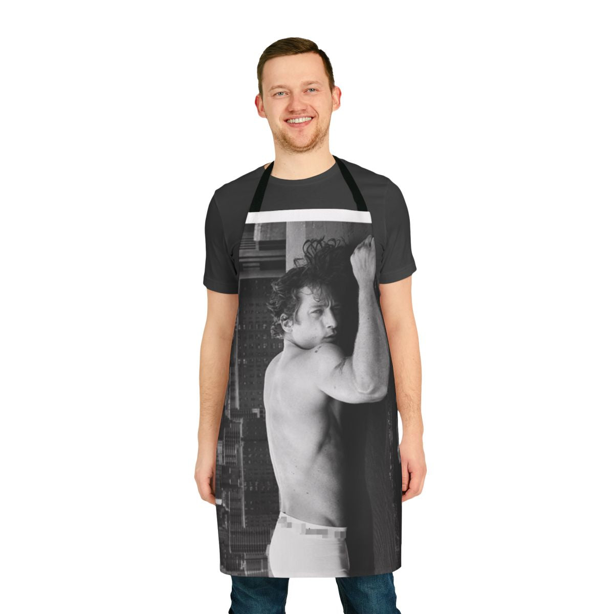 Vintage-style apron with an image of actor Jeremy Allen White