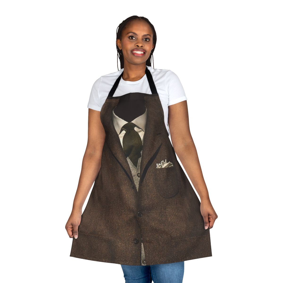 A stylish, vintage-inspired apron for the dapper gentleman, featuring a tweed pattern and classic styling.