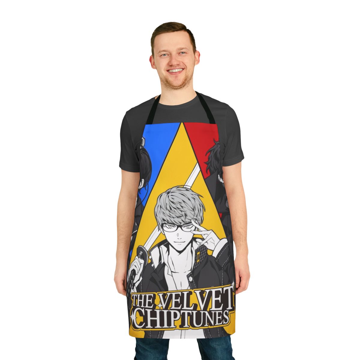 Stylish vintage-inspired chiptunes apron with a blend of musical genres