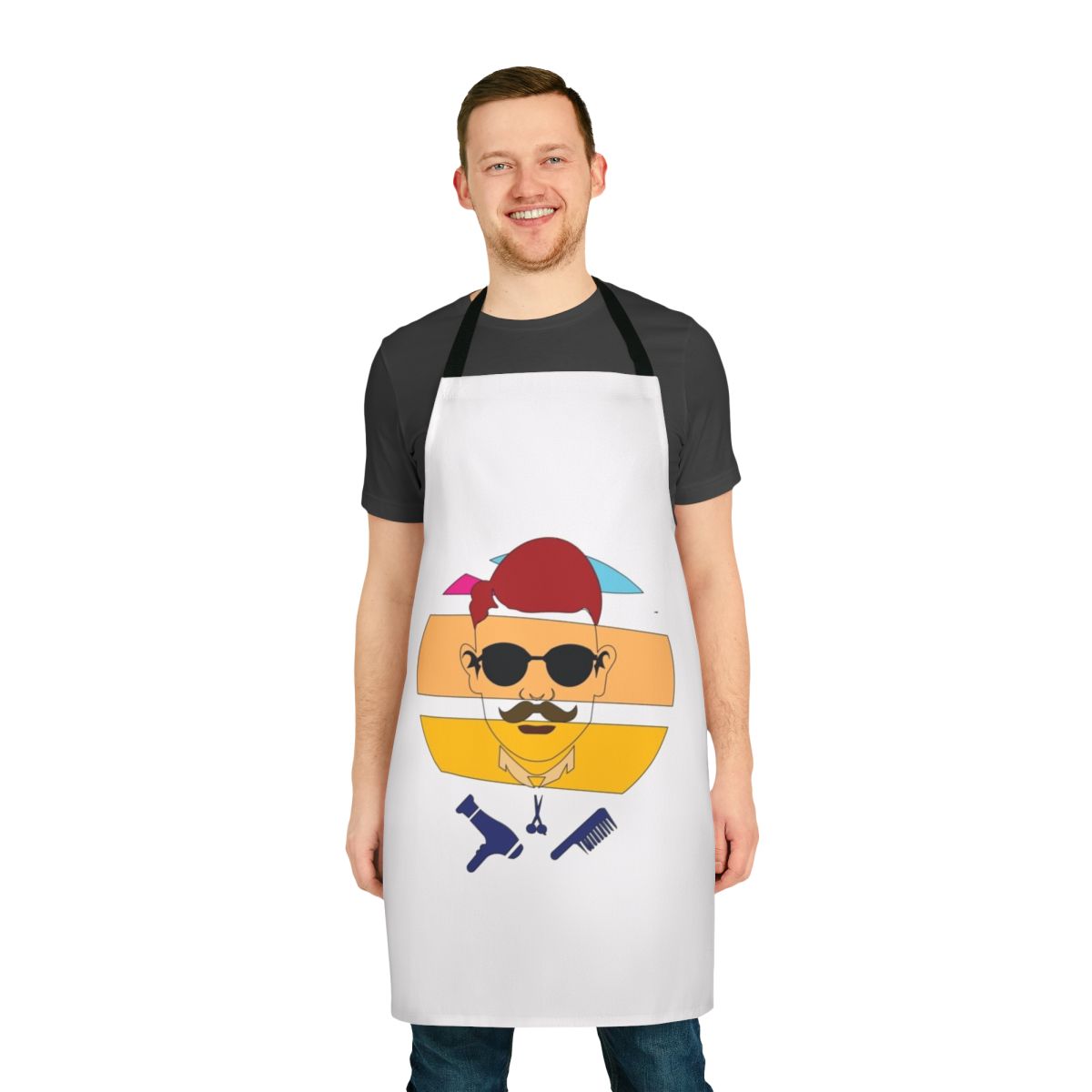 A vintage-style apron with a retro design, perfect for keeping hair back while cooking or styling.