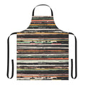 Apron featuring a pattern of stacked vinyl records in various colors