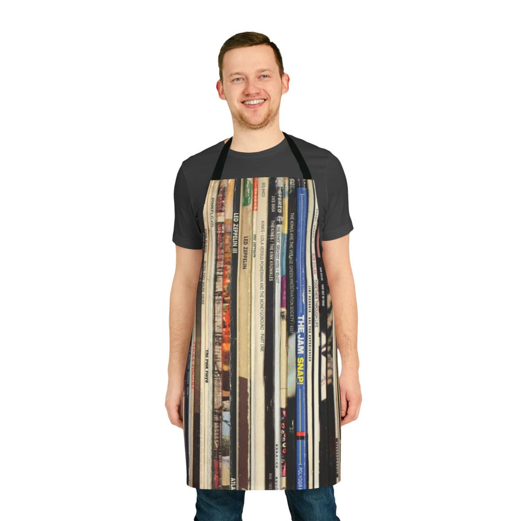 Durable, high-quality apron featuring a classic rock vinyl record design