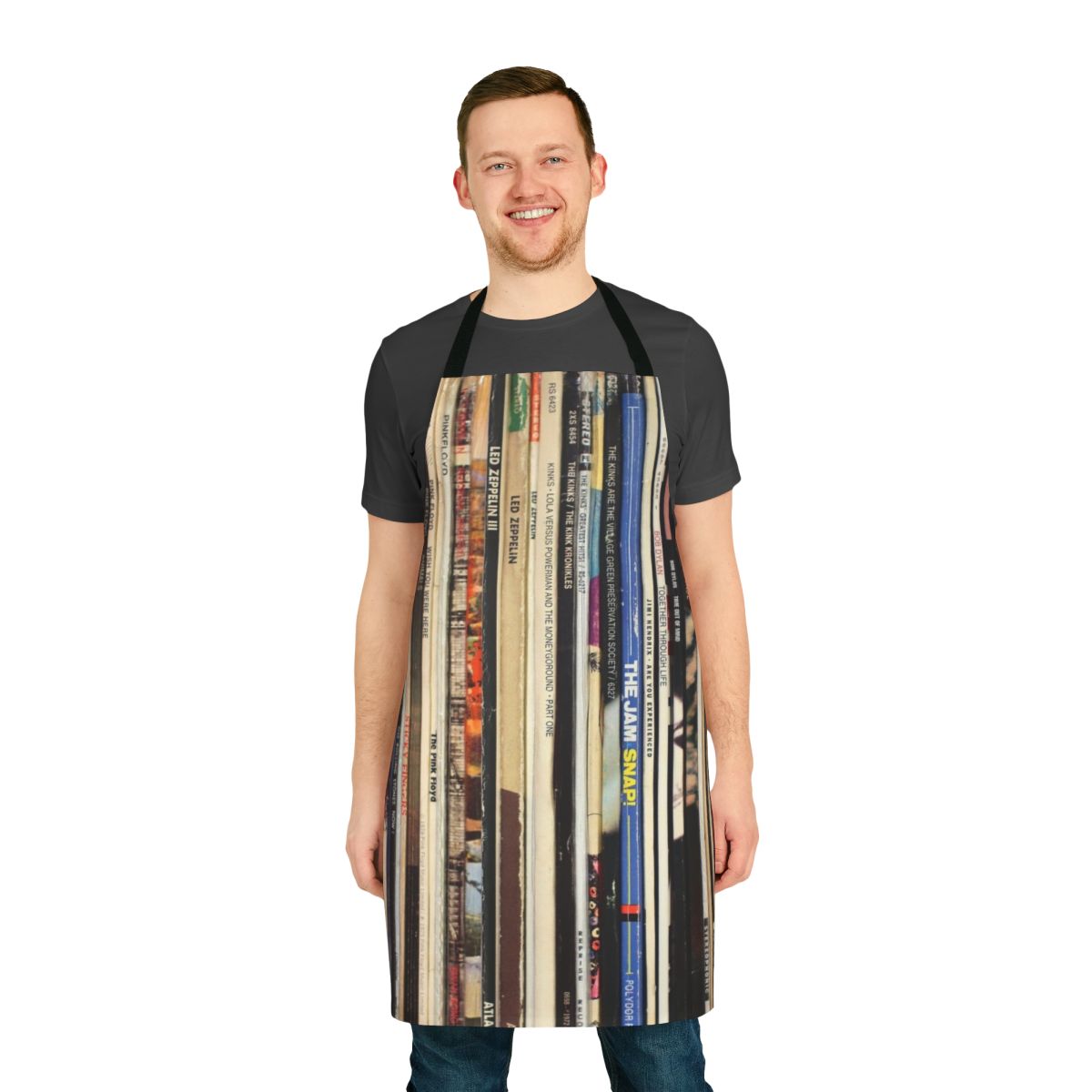 Durable, high-quality apron featuring a classic rock vinyl record design