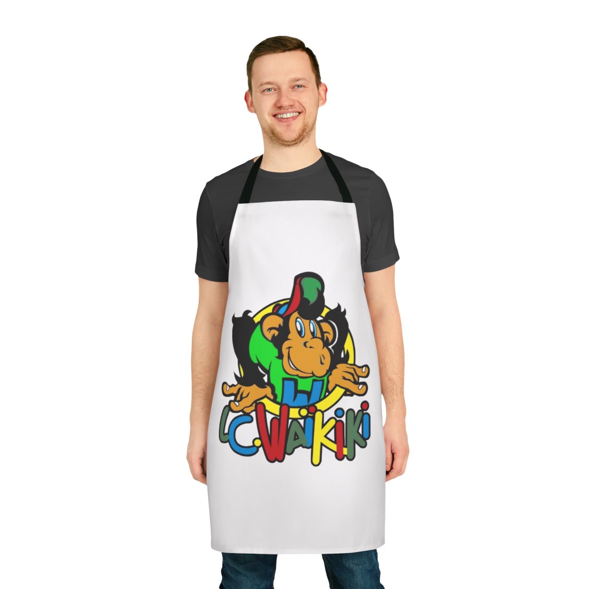 Waikiki-inspired apron with tropical floral design