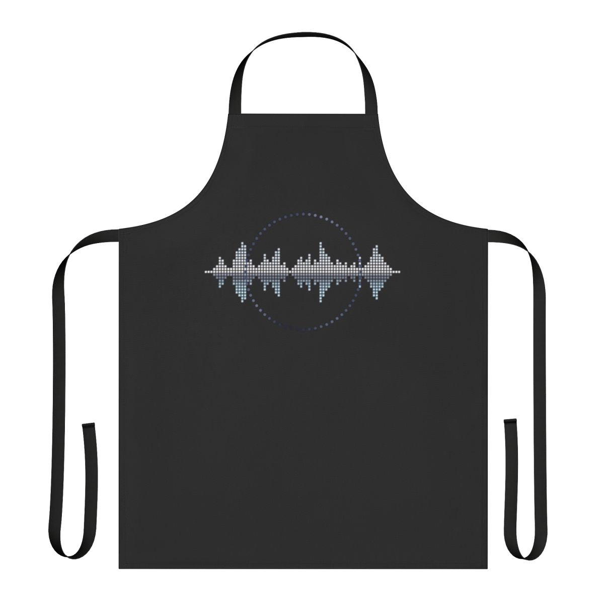 Apron with a visually striking soundwave graphic design, perfect for music lovers and audio engineers.
