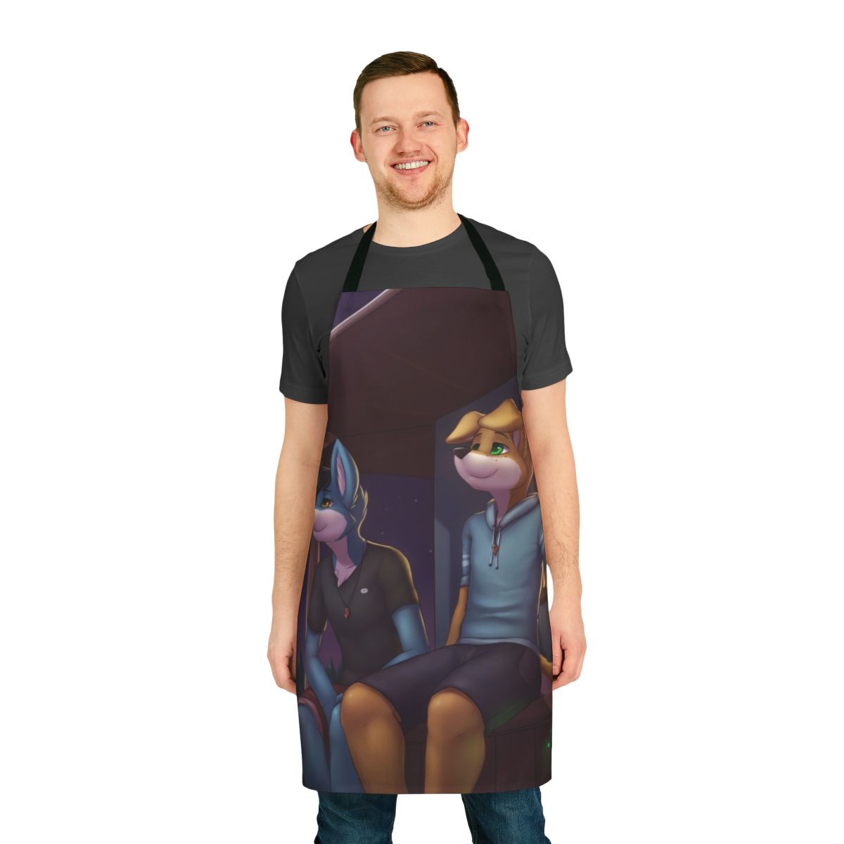 Weekend cover art inspired apron with furry dog design