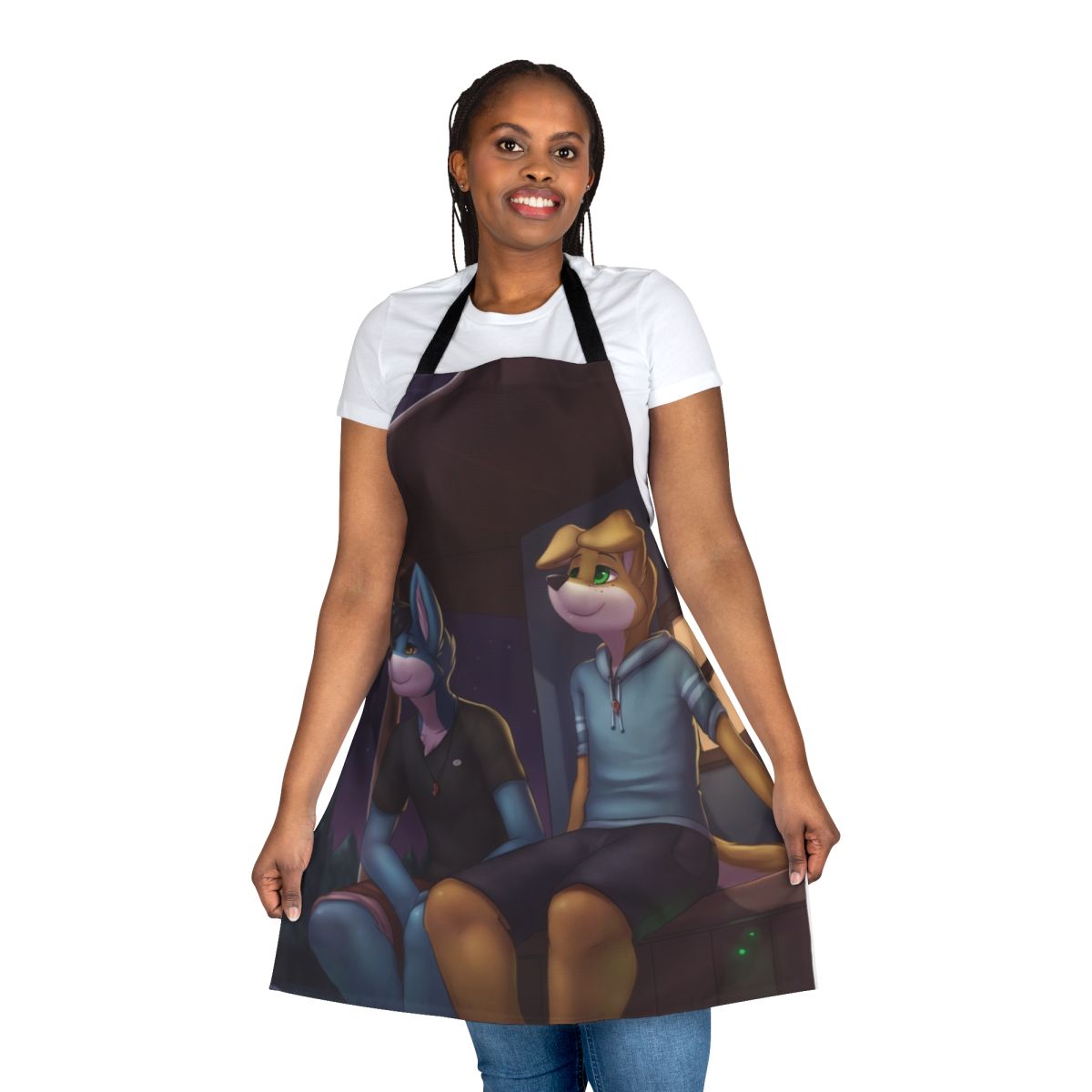 Weekend cover art inspired apron with furry dog design