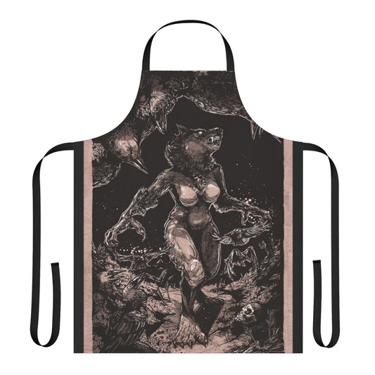 A werewolf-themed apron with a bold, eye-catching design for the kitchen.