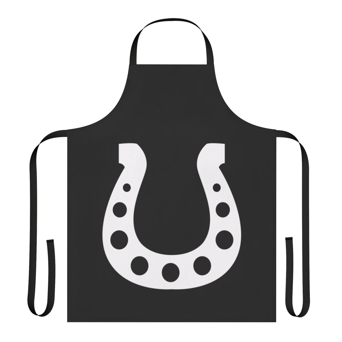 White apron with lucky horseshoe design