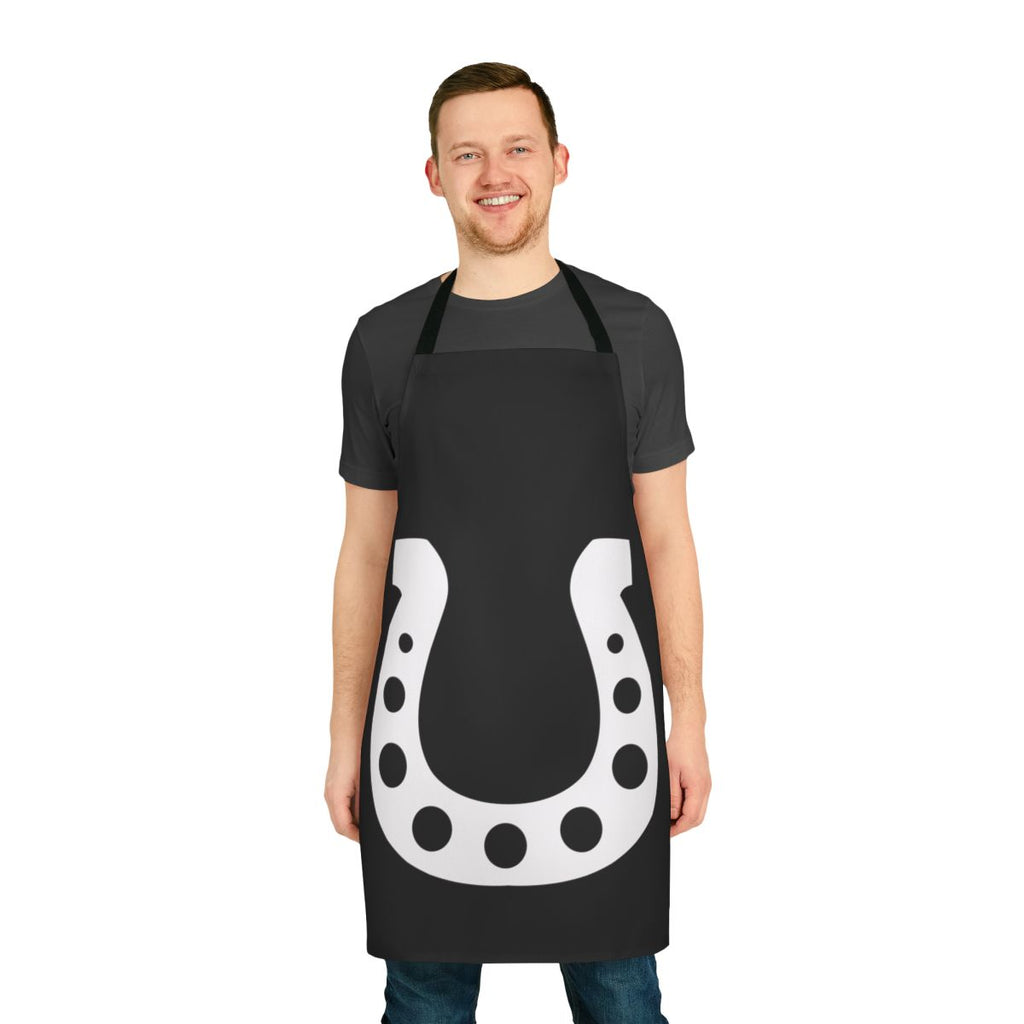 White apron with lucky horseshoe design