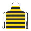 Wide black and yellow striped apron with a classic rugby or bumble bee design
