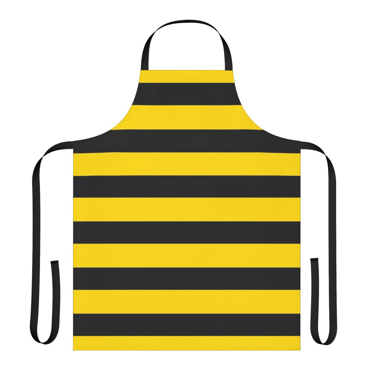 Wide black and yellow striped apron with a classic rugby or bumble bee design