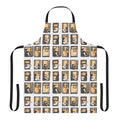 A white apron with a windows pattern, perfect for kitchen or craft use.