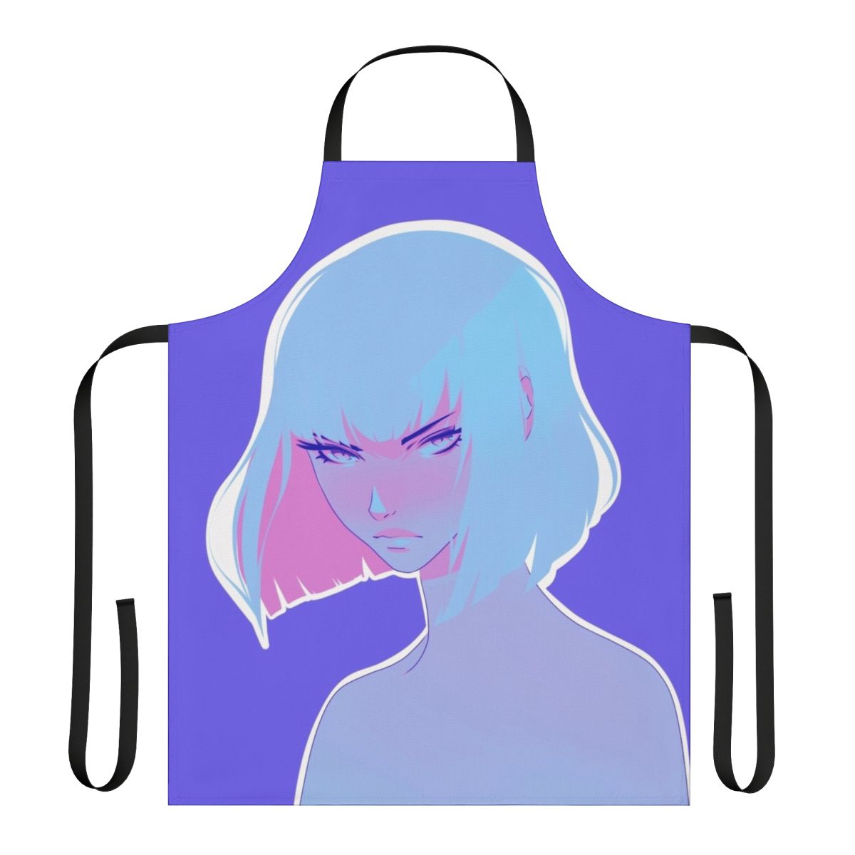 Vibrant winter apron with a colorful, manga-style illustration