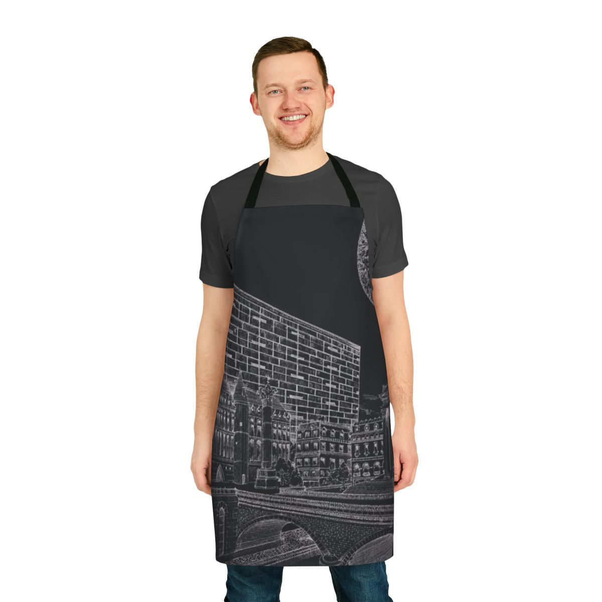 Dinos-themed apron with a winter in Paris design