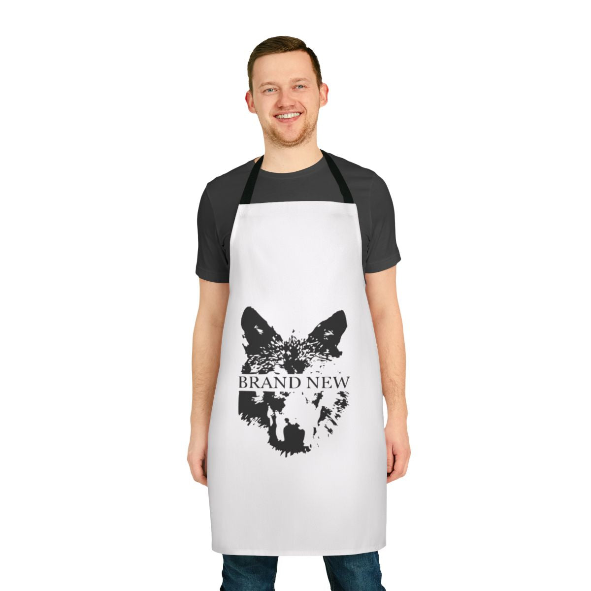 Stylish wolf-themed apron with emo and screamo design