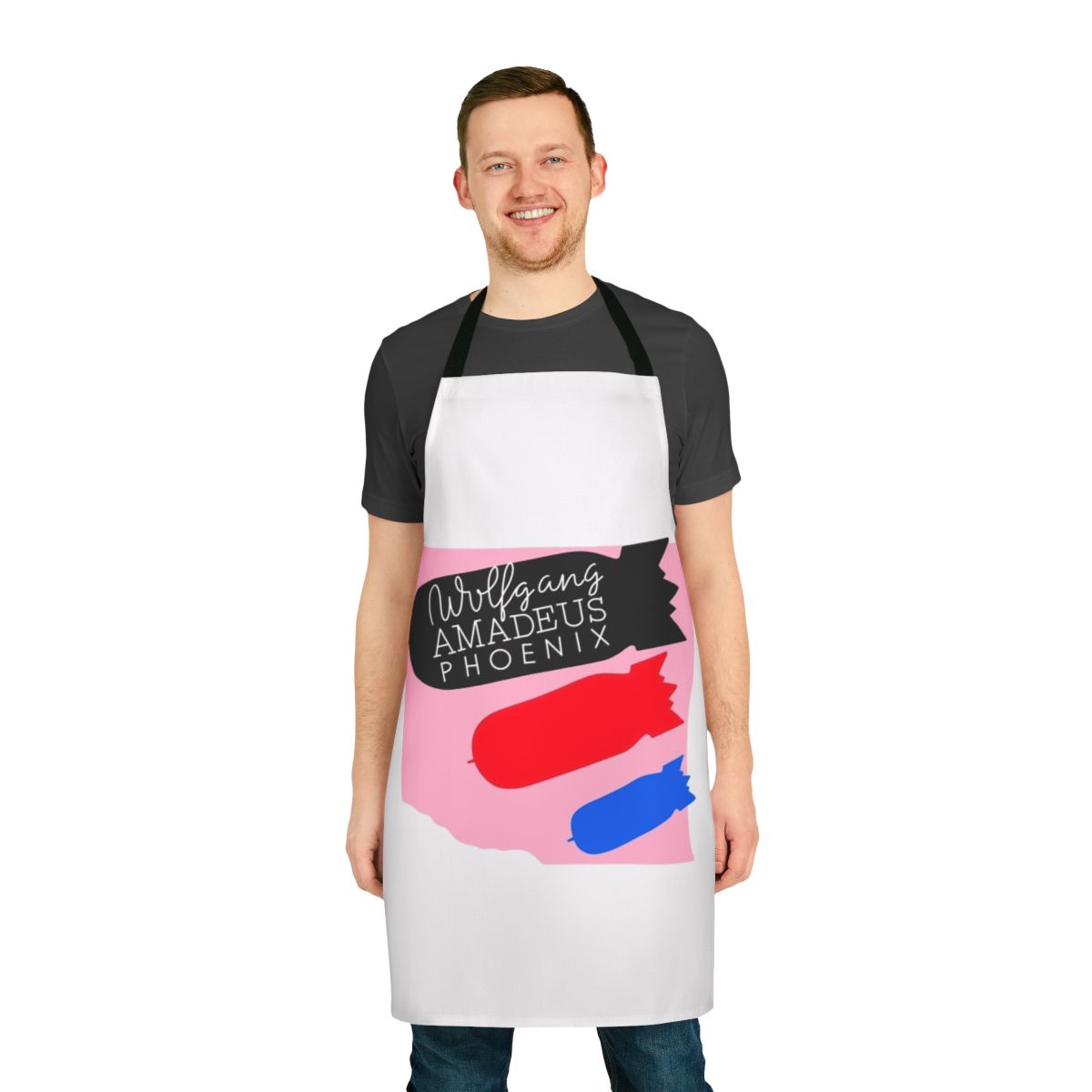 Apron featuring the iconic album cover art for Wolfgang Amadeus Phoenix by the band Phoenix