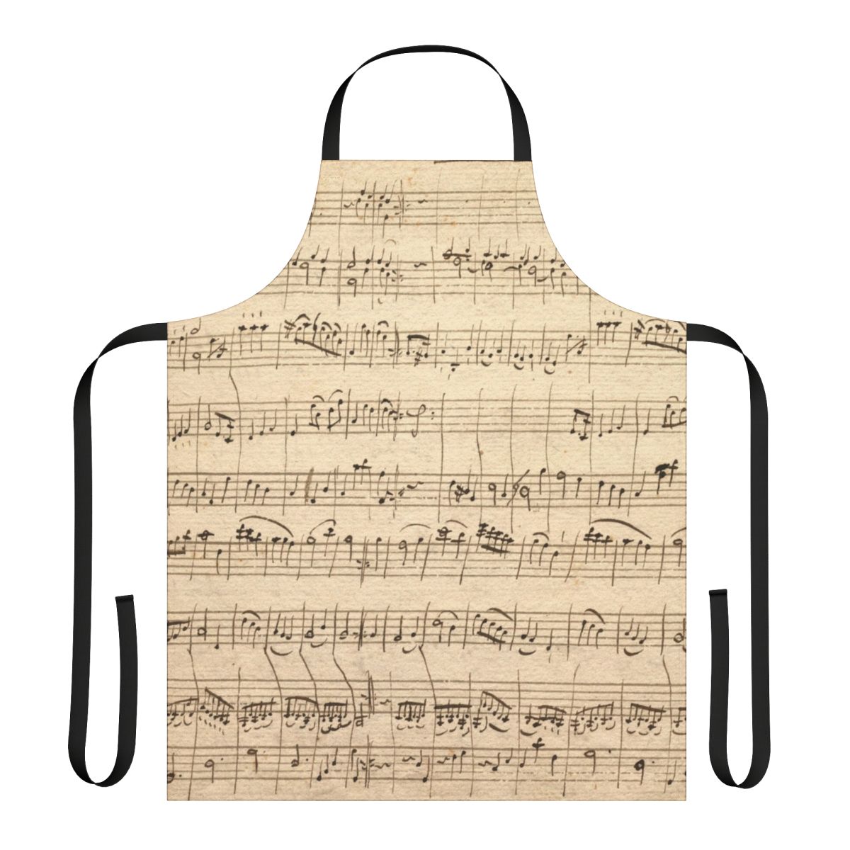 Apron featuring a classical music sheet design inspired by the works of Wolfgang Mozart