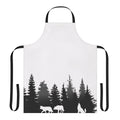 Wolves silhouette design on a black and white apron