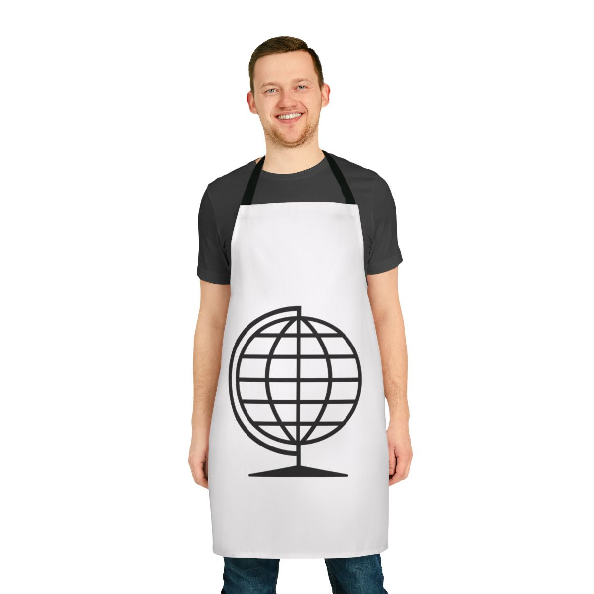 Apron with a vibrant globe pattern, perfect for the world traveler or geography enthusiast.