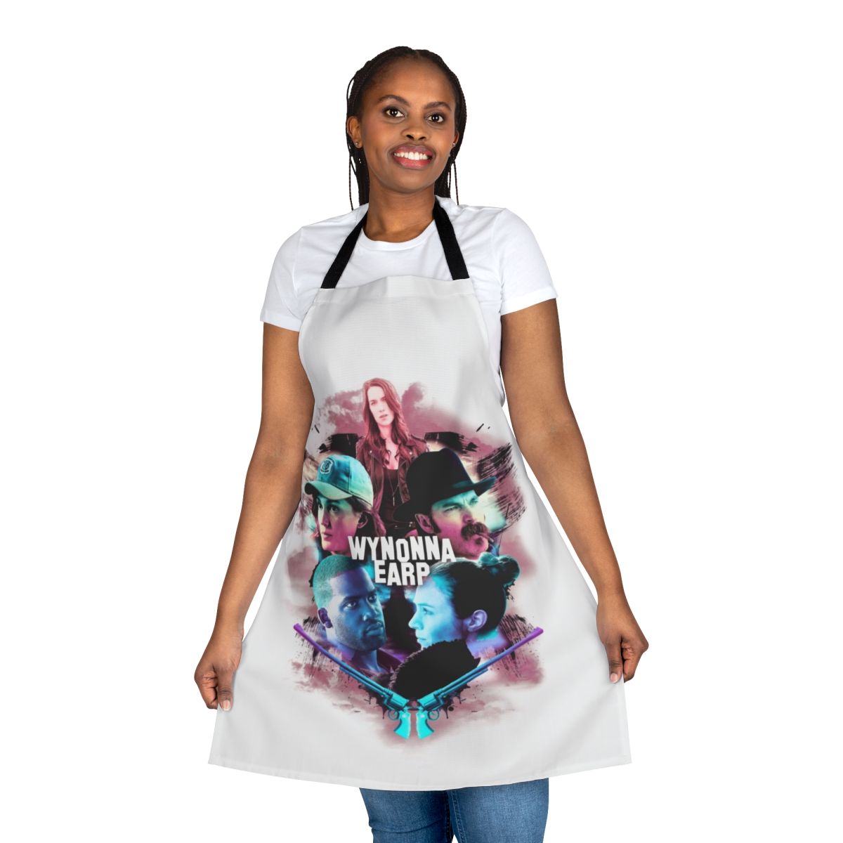 Soft, durable apron featuring a custom Wynonna Earp-inspired design
