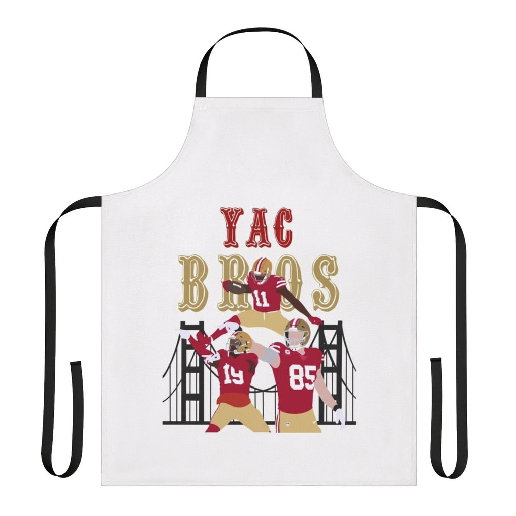 Graphic design sports apron with 49ers colors and player names