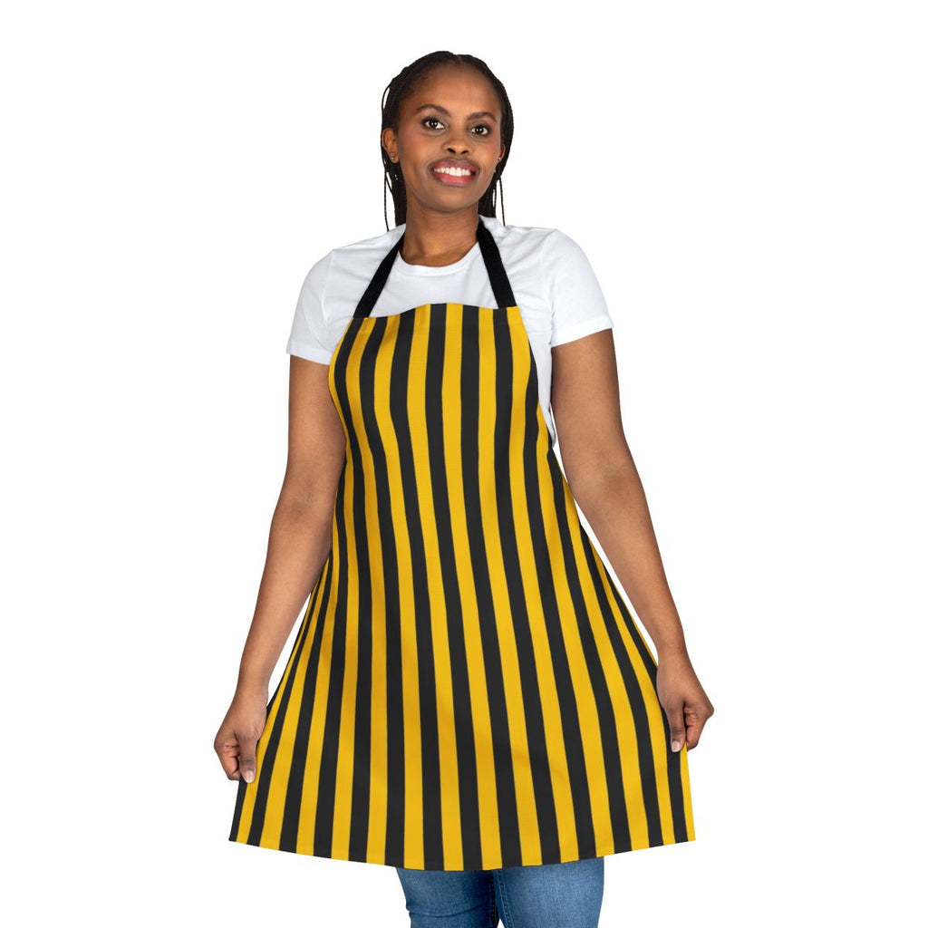 Yellow and black striped pattern apron