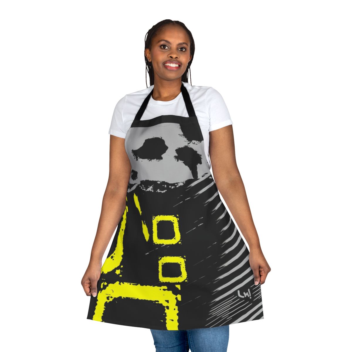 A vibrant yellow apron with adjustable neck and waist ties for versatile use in the kitchen, garden, or workshop.
