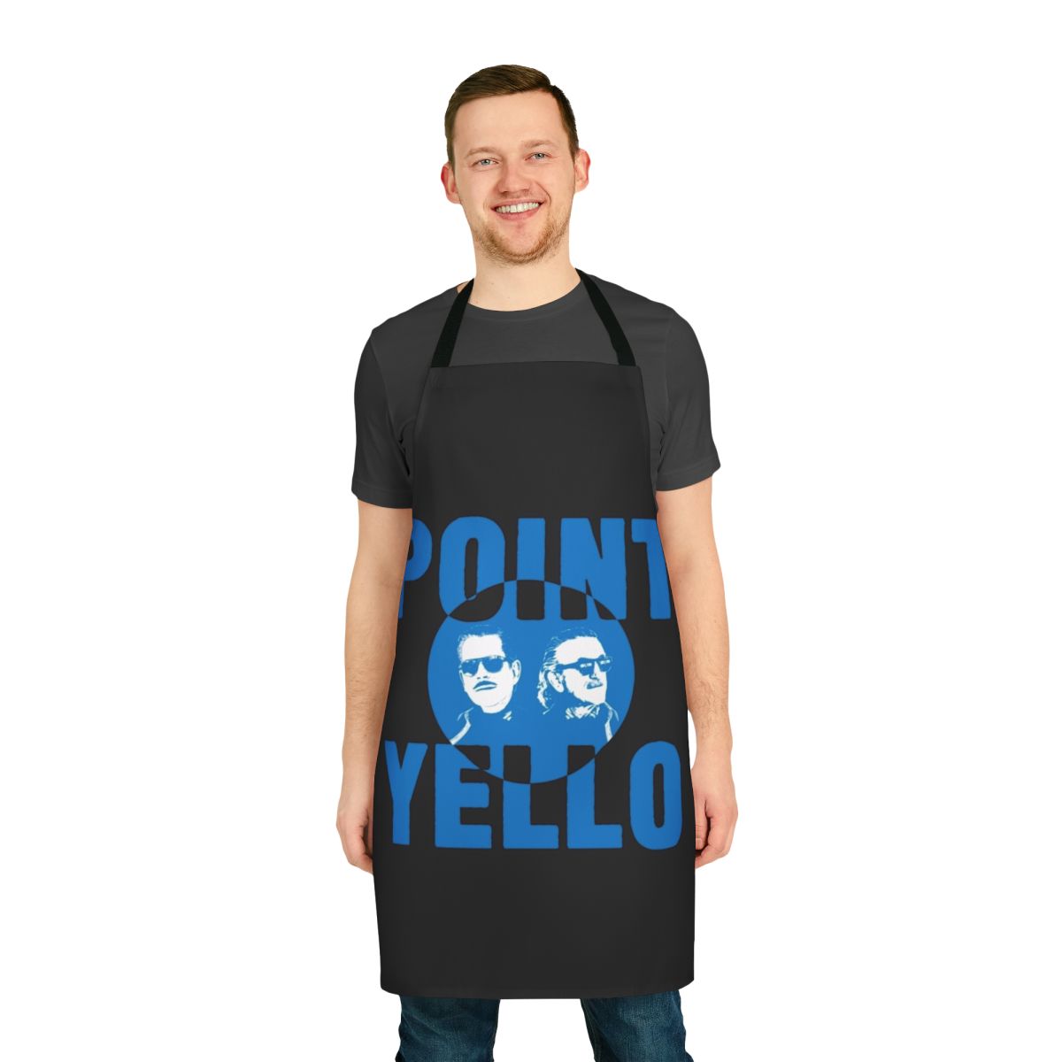 Yellow apron with musical notes and instruments