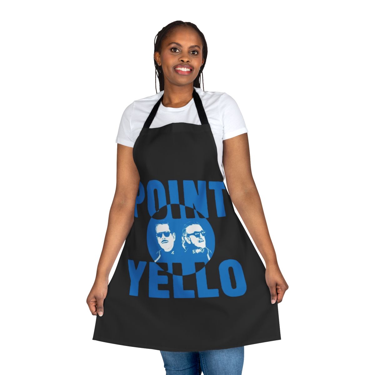 Yellow apron with musical notes and instruments