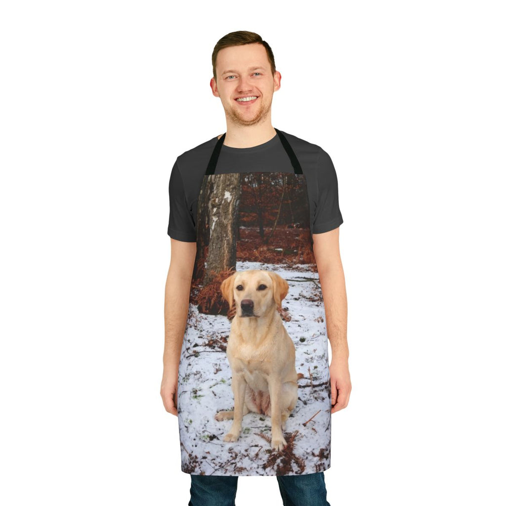 Yellow Labrador Retriever dog art printed on an apron for dog lovers