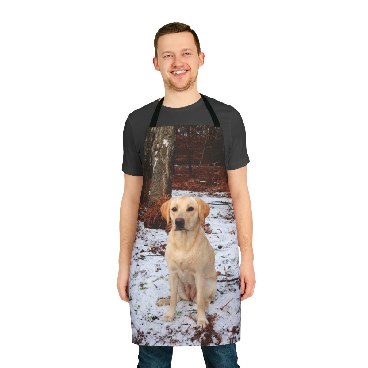 Yellow Labrador Retriever dog art printed on an apron for dog lovers