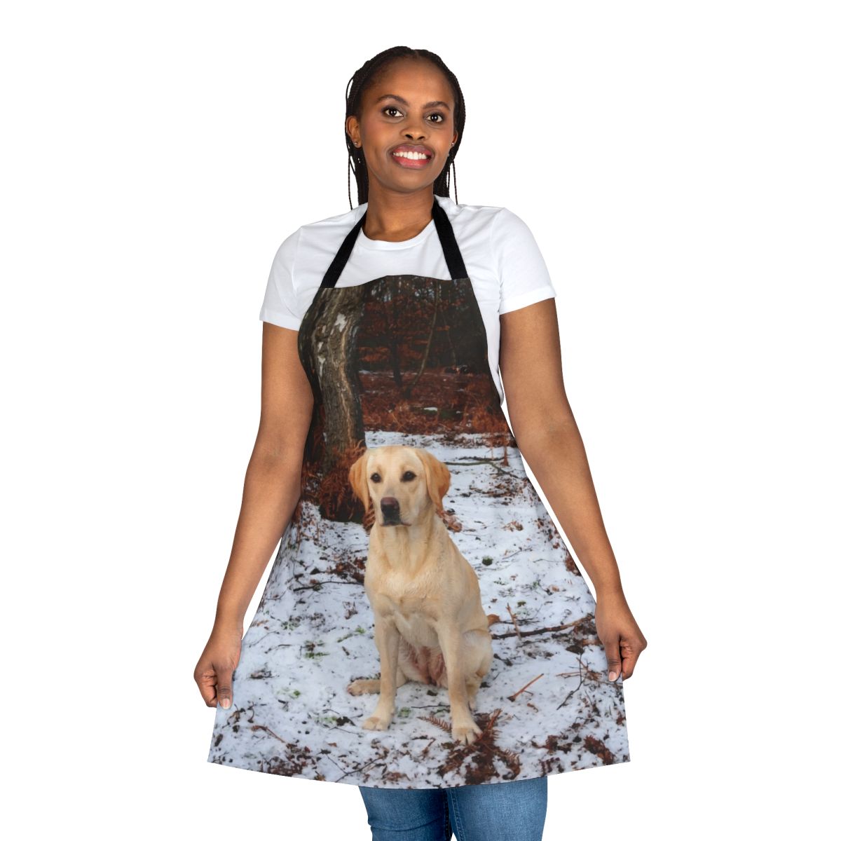 Yellow Labrador Retriever dog art printed on an apron for dog lovers