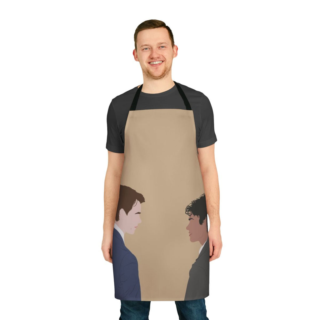 Stylish apron featuring a minimalist line art design inspired by the Netflix series Young Royals
