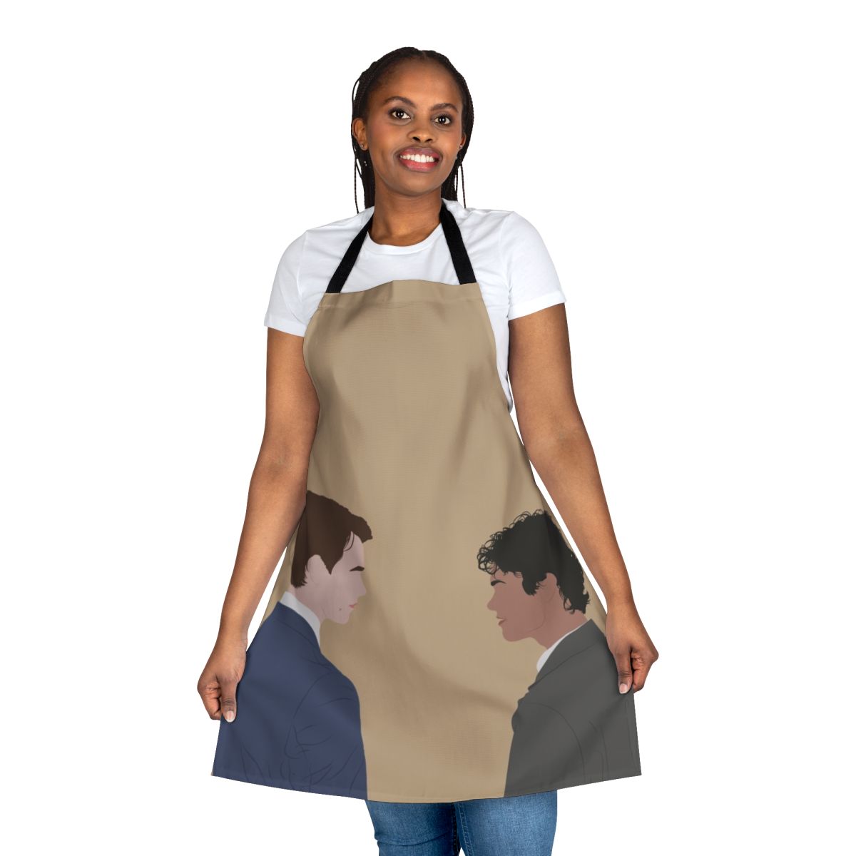 Stylish apron featuring a minimalist line art design inspired by the Netflix series Young Royals
