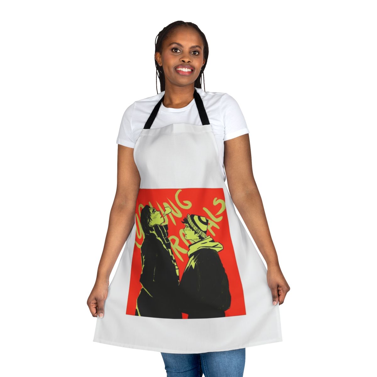 Apron with a digital illustration of the young royals from the Netflix series