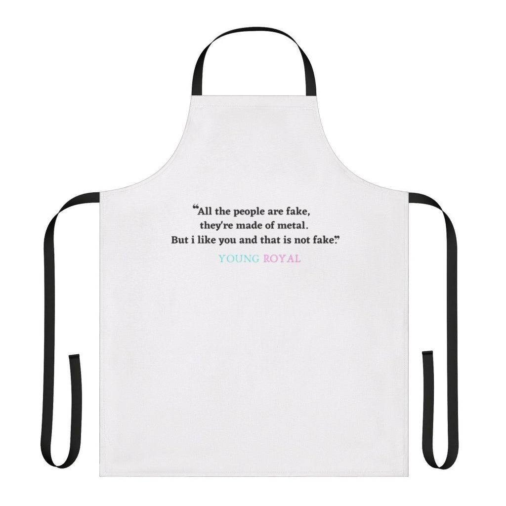 Young Royals themed apron with quotes and designs