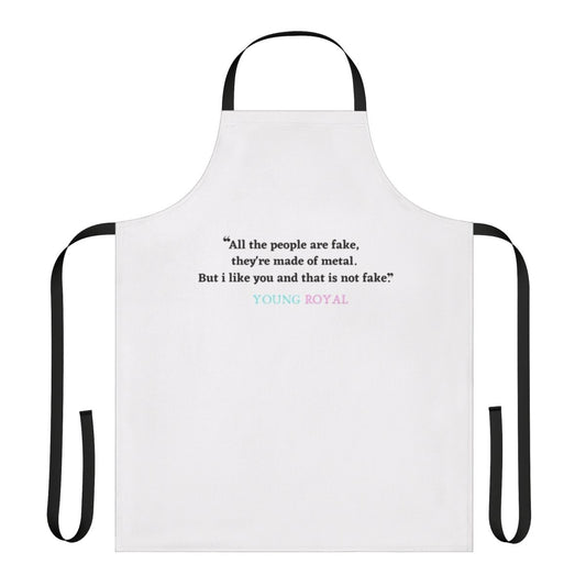 Young Royals themed apron with quotes and designs