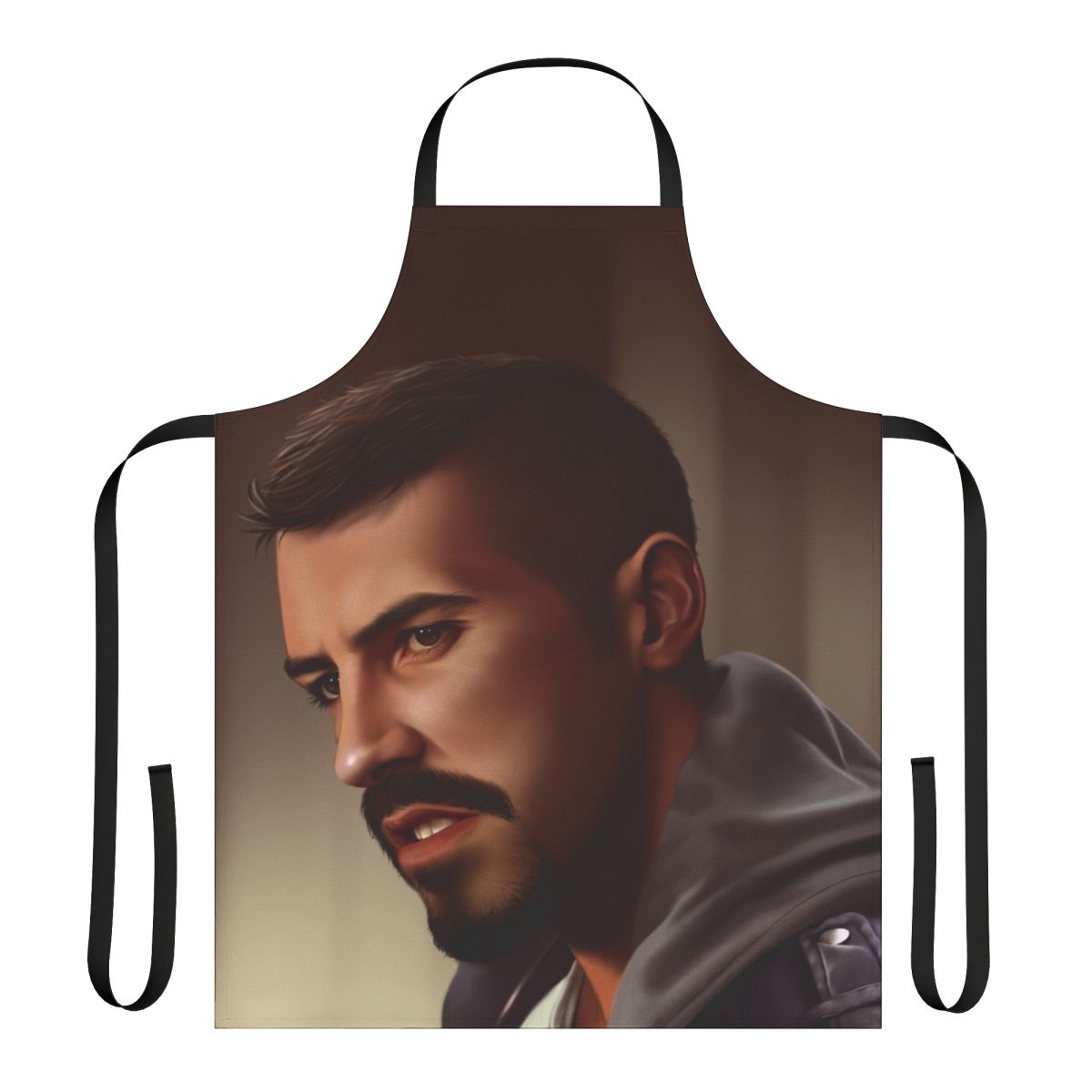 A portrait of Yuri Boyka, the iconic action movie hero, printed on a high-quality apron.