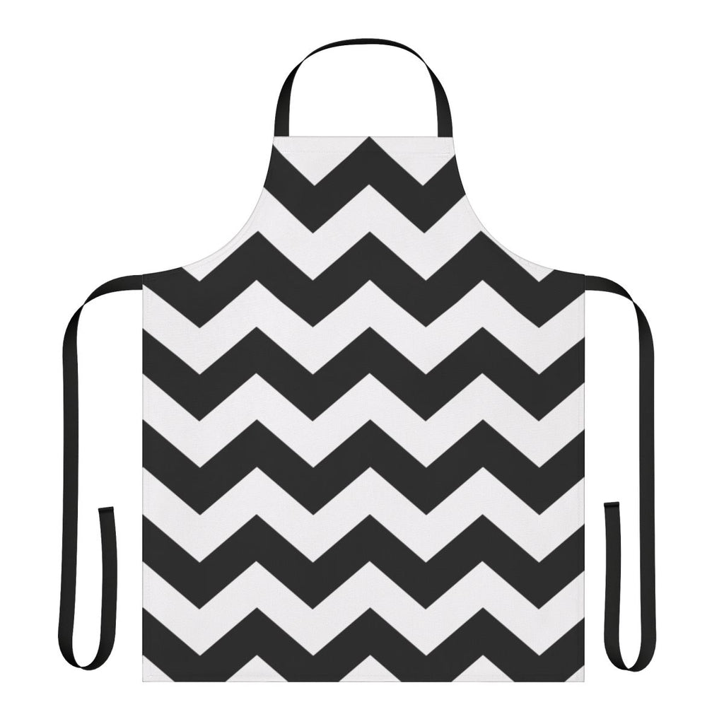 Zig zag patterned black and white apron