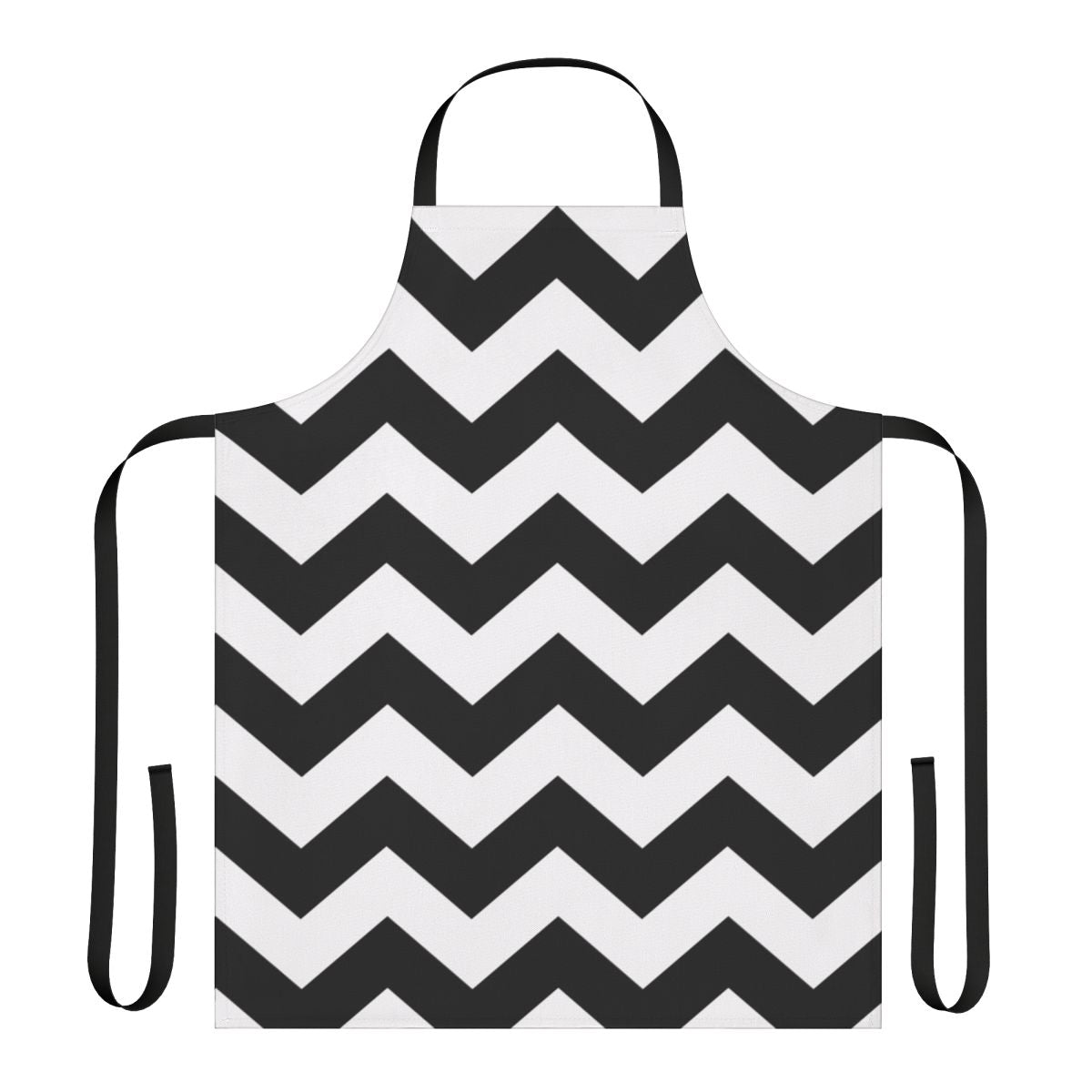 Zig zag patterned black and white apron