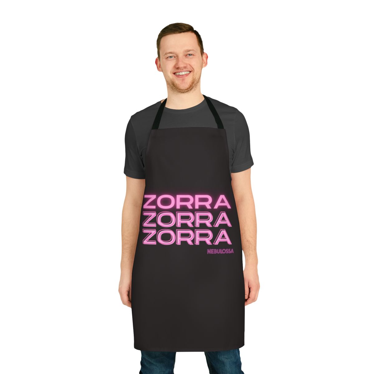 Stylish apron featuring the Zorra design by Nebulossa