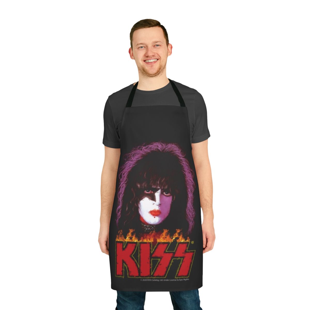 Stylized apron featuring a painting-style design inspired by KISS and the Starchild character