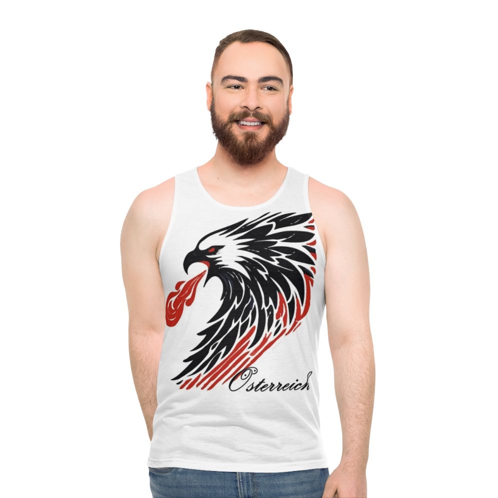 Unisex tank top with stylized Austria eagle graphic