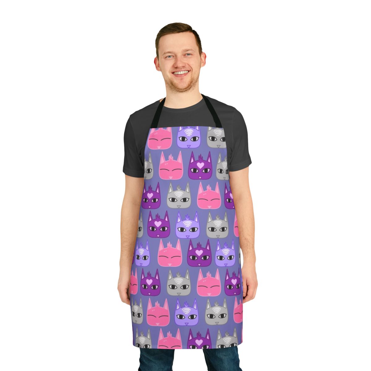 Stylized cat pattern apron inspired by the Dream Daddy dating simulator game