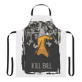 Monochrome apron with a bold, stylized design inspired by the Tarantino film "Kill Bill"