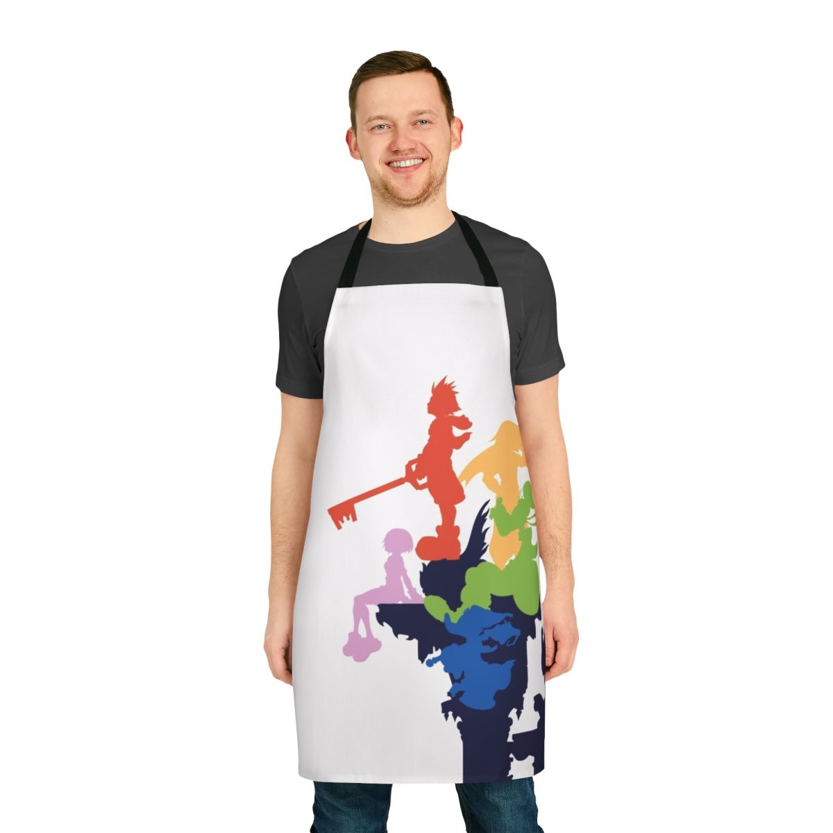 Stylized Kingdom Hearts inspired apron featuring cover art design